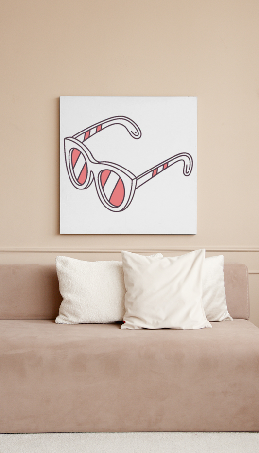 Cadre avec décoration iconique rétro de lunettes de soleil pour estivales vacances