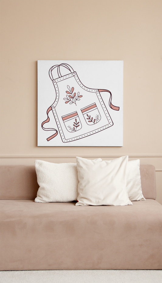 Cadre décoratif à motif botanique dans des tons pastel, idéal pour la cuisine