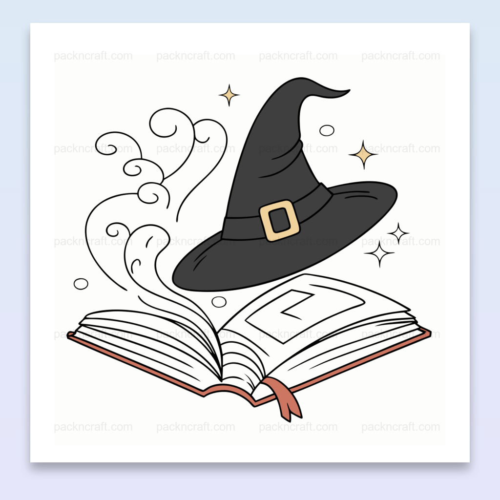 Illustration intemporelle d'un chapeau de sorcier dans un style vectoriel, parfait pour Halloween et projets DIY.