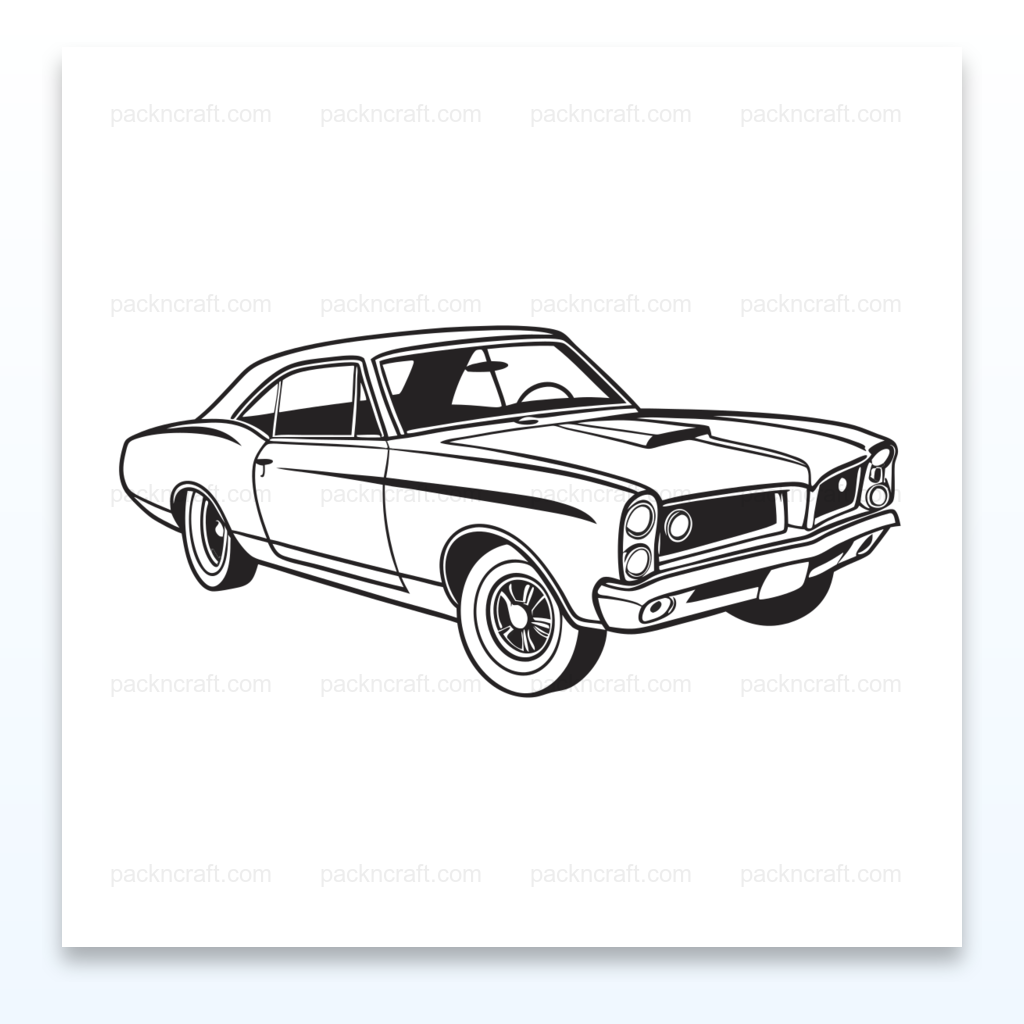 Illustration vectorielle de la Pontiac GTO 1967 en style vintage, idéale pour décoration rétro.