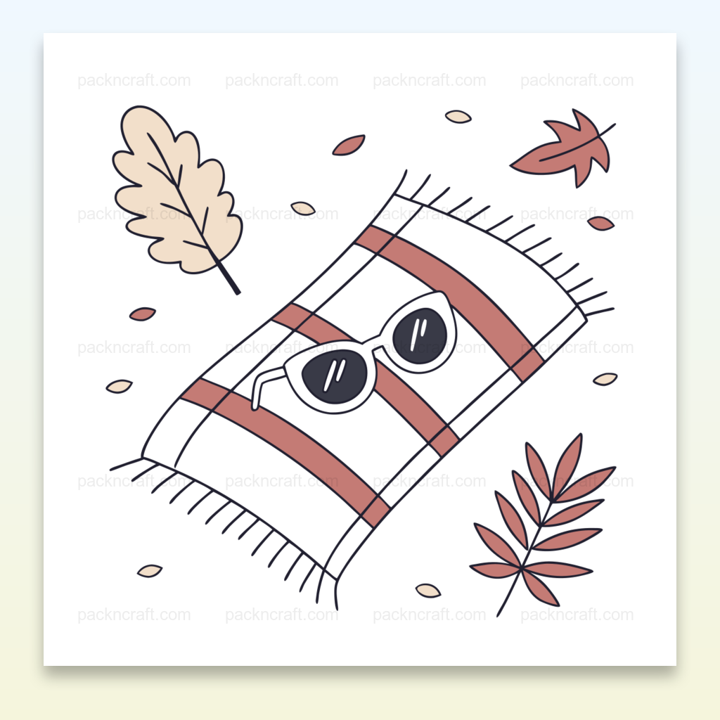 Illustration de feuilles d'automne et écharpe en style minimaliste, usage décoration et DIY