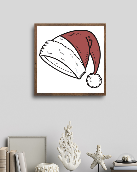 Cadre décoratif avec chapeau de Noël festif, style doodle hiver attrayant