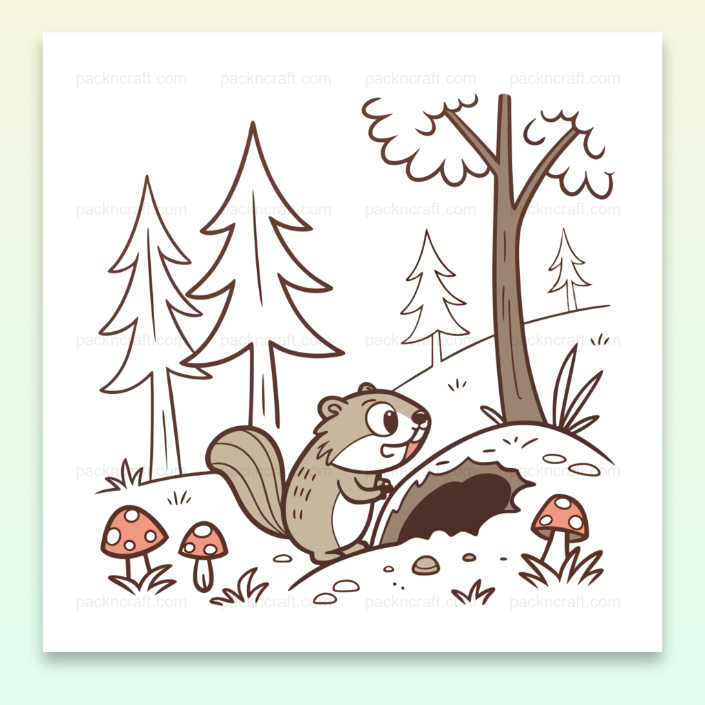 Illustration d'un écureuil curieux explorant la forêt, idéale pour DIY