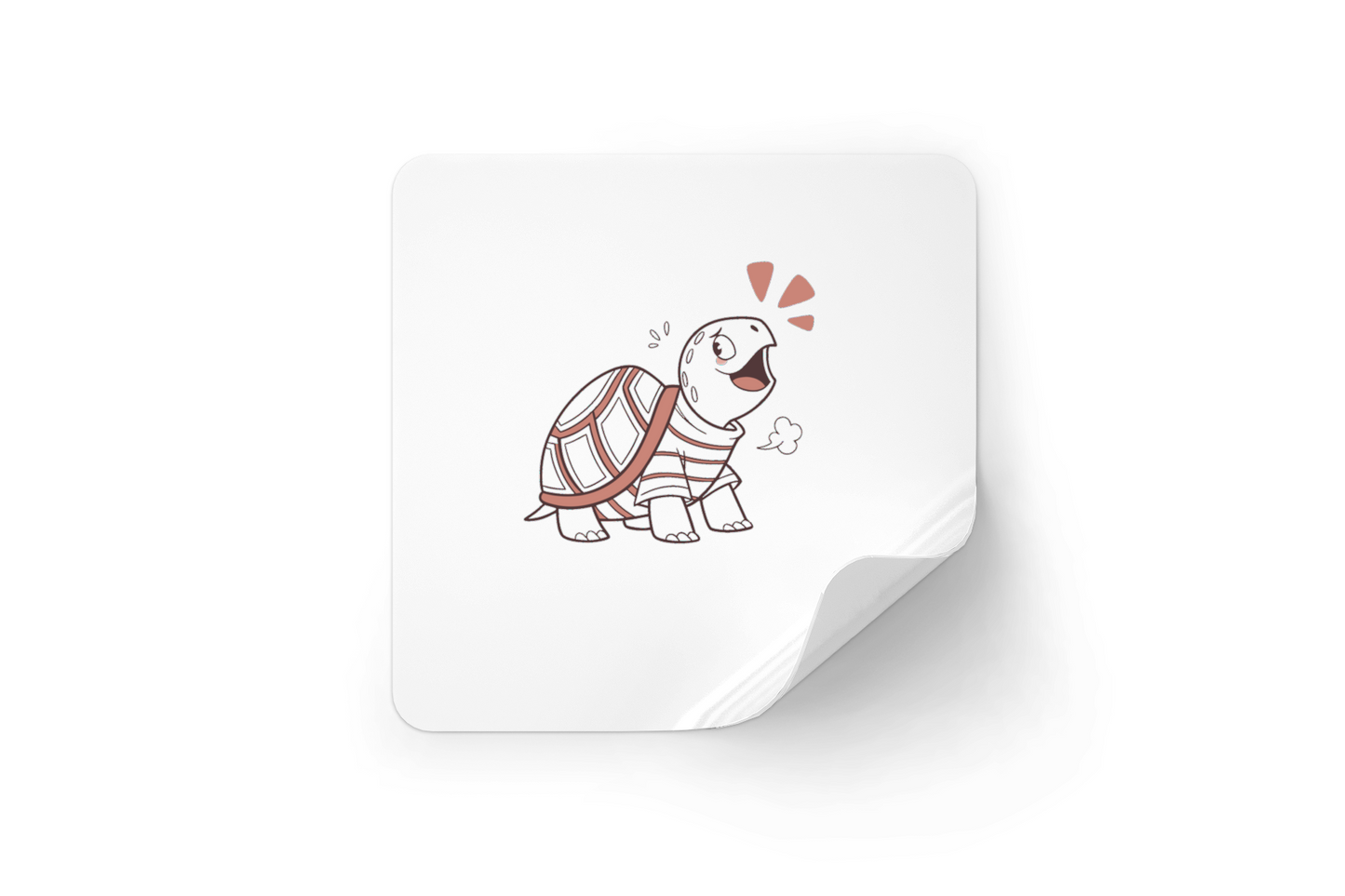 Sticker enfantin avec tortue enjouée dessinée de façon ludique et colorée