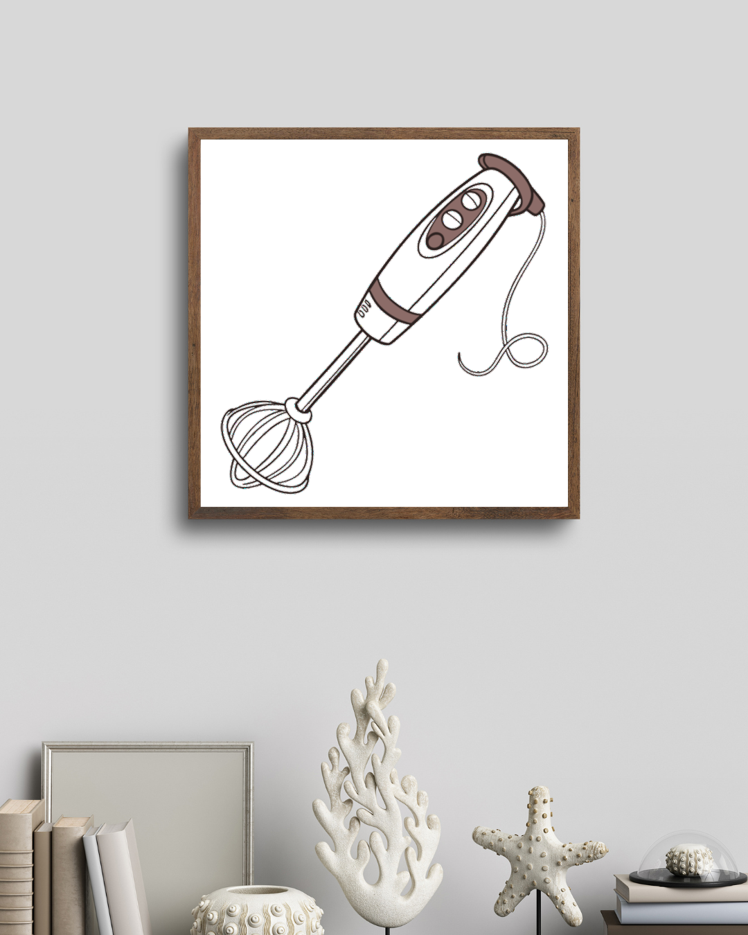 Cadre avec illustration amusante de mixeur plongeant en style doodle pour la cuisine