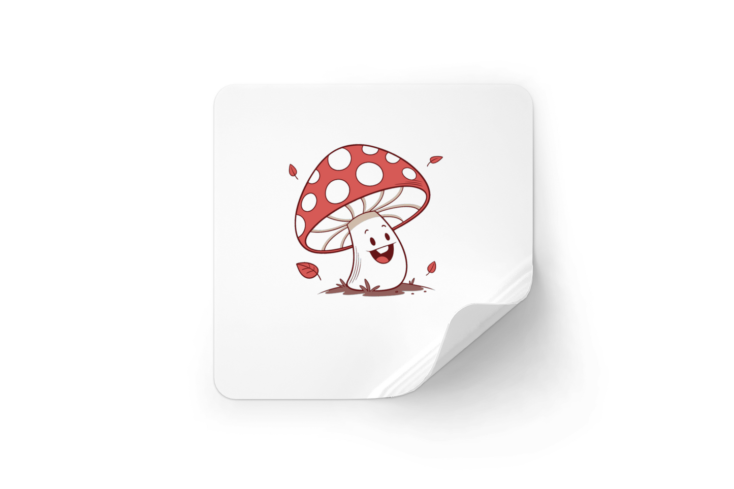 Sticker montrant un champignon souriant, parfait pour une ambiance automne ludique