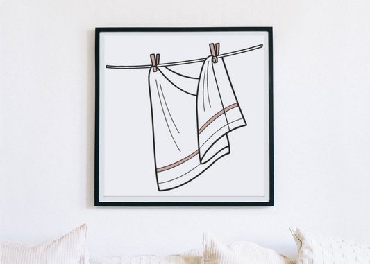 Cadre avec serviette qui sèche en style ligne simple, parfait pour un confort quotidien