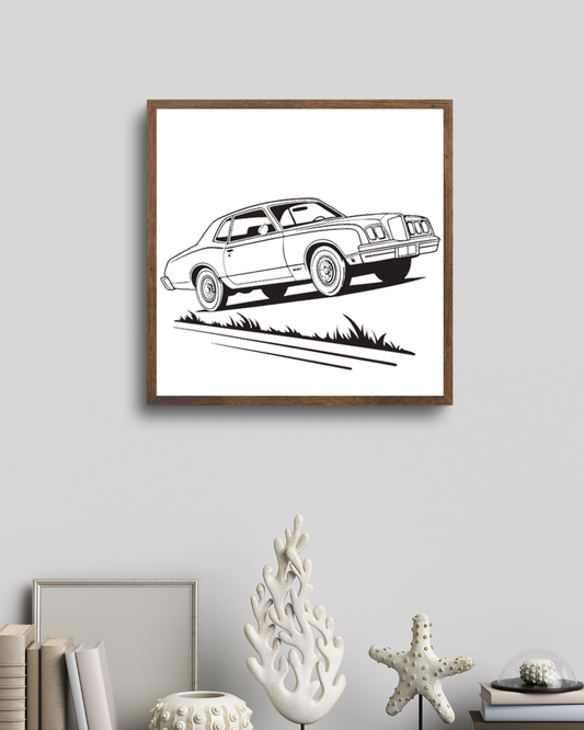 Cadre décoratif Oldsmobile Cutlass vintage pour intérieur élégant.