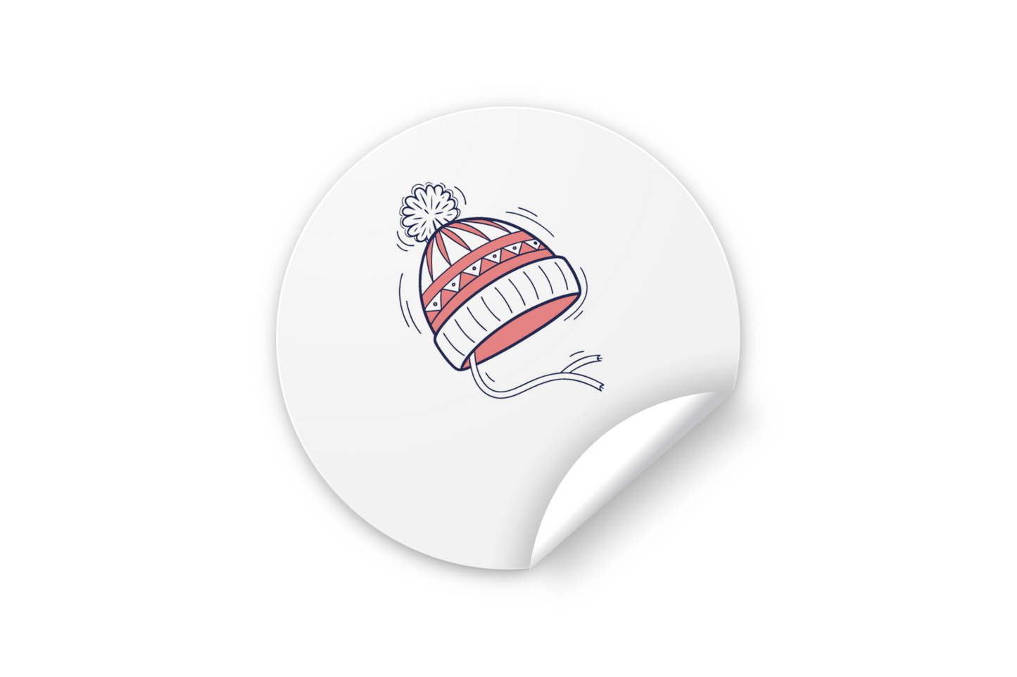 Sticker avec dessin de bonnet en style doodle sur thème cocooning