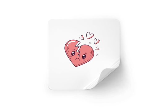 Autocollant cœur brisé kawaii pour papeterie unique.