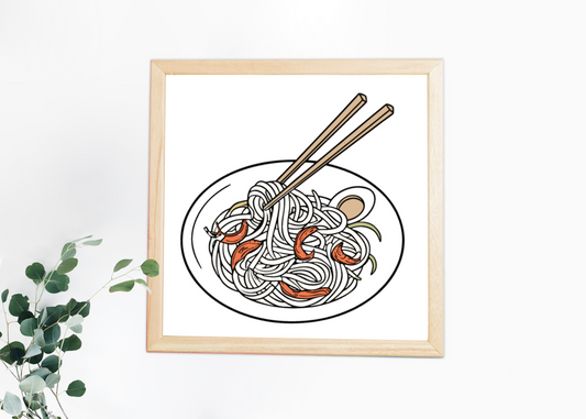 Cadre élégant avec icône minimaliste de spaghetti pour décoration cuisine raffinée