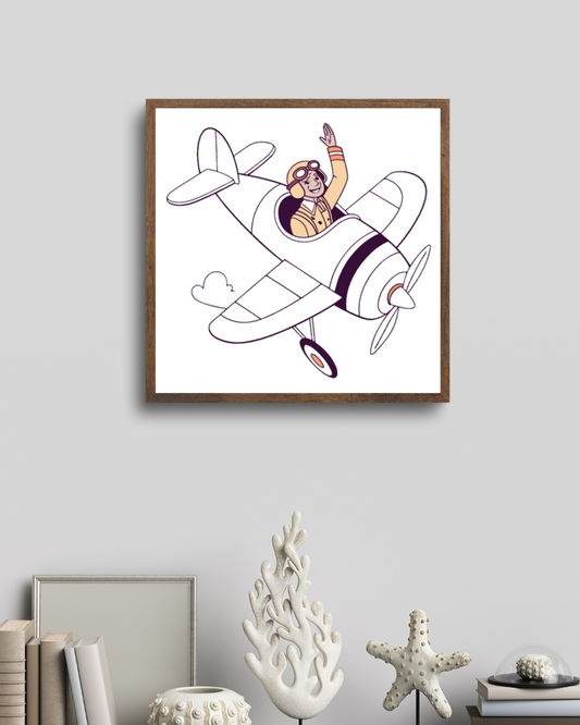 Pilote Saluant en Cockpit | Style Vintage | Voyage Aérien