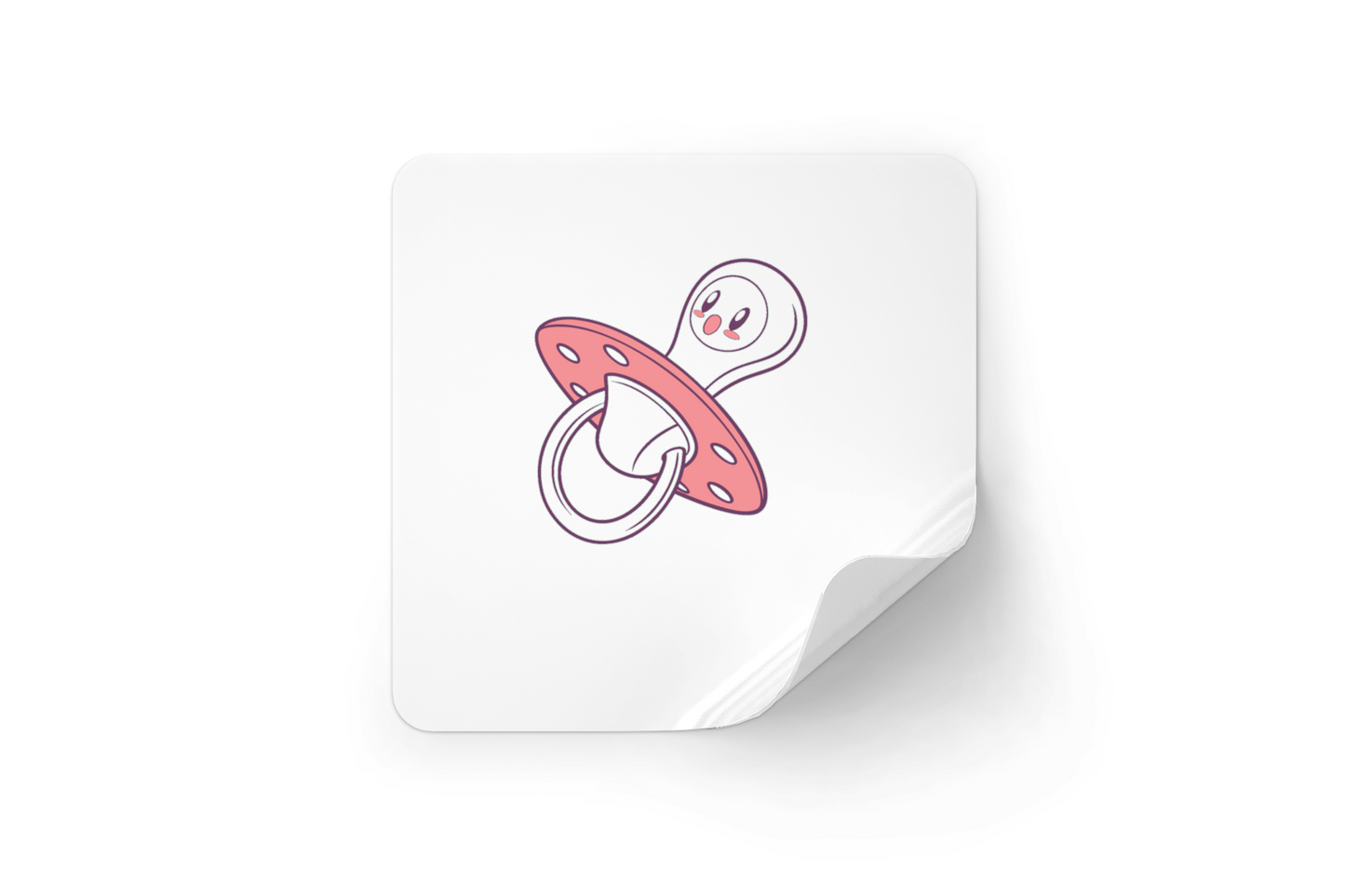 Sticker avec icône de sucette pastel souriante, idéal pour bébé et enfant