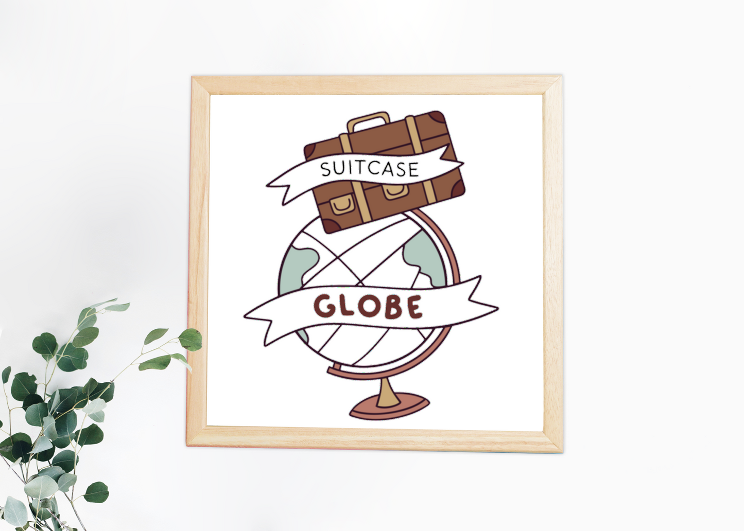 Cadre inspirant avec design aventure valise et globe en fond élégant
