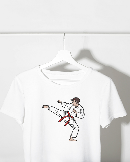 T-shirt avec artiste martial en mouvement style minimaliste dynamique élégant