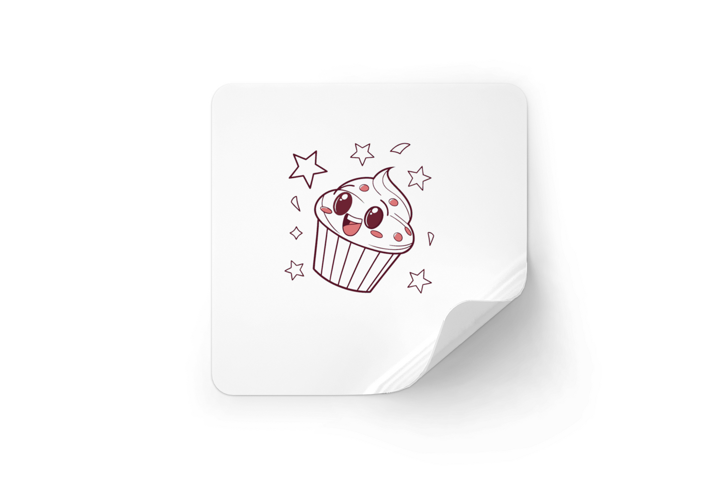 Sticker coloré avec motif cupcake kawaii joyeux pour une touche festive et gourmande