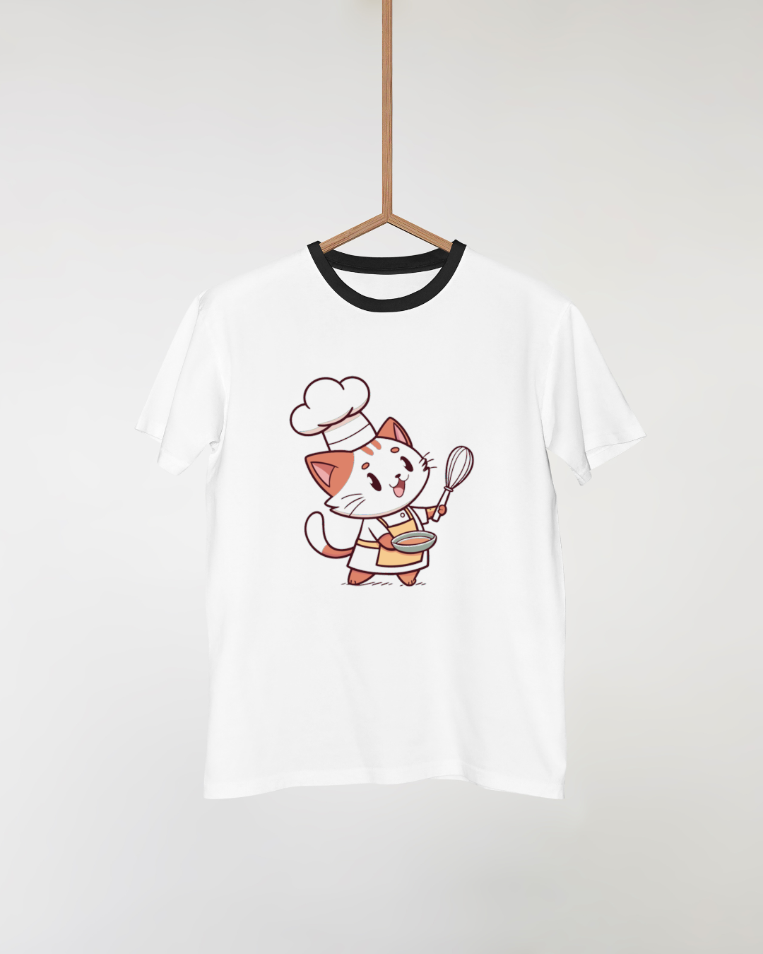 T-shirt avec chat pâtissier style cartoon pour cuisine créative et amusante