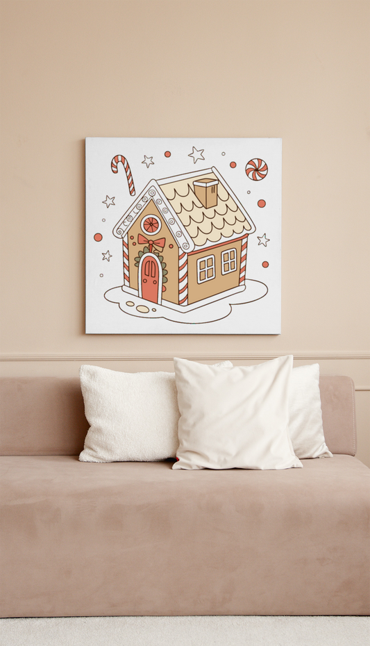 Cadre festif Noël avec dessin maison pain d'épices lomotif numérique attrayant