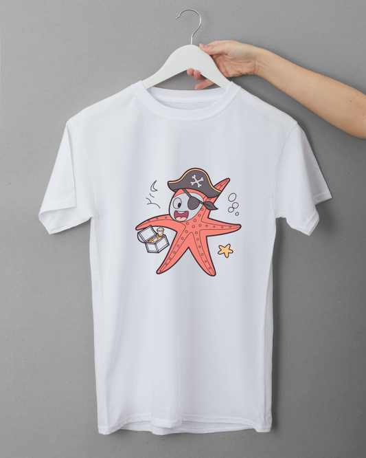 T-shirt ludique avec une étoile de mer pirate joyeuse pour une aventure marine