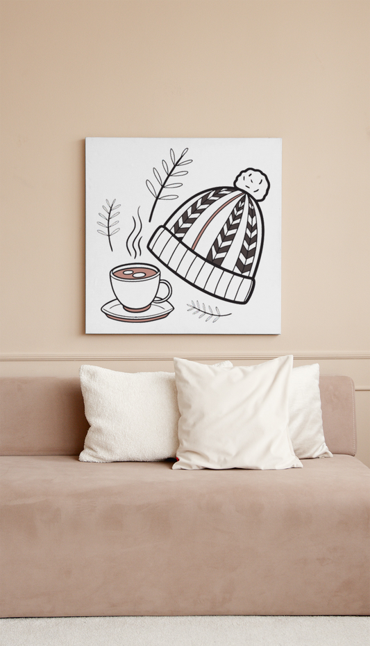 Cadre minimaliste style hivernal avec visuel iconique et ambiance chaleureuse