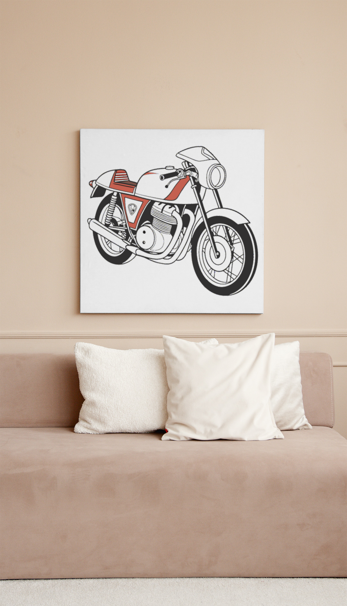 Cadre décoratif avec moto MV Agusta 750S en design rétro