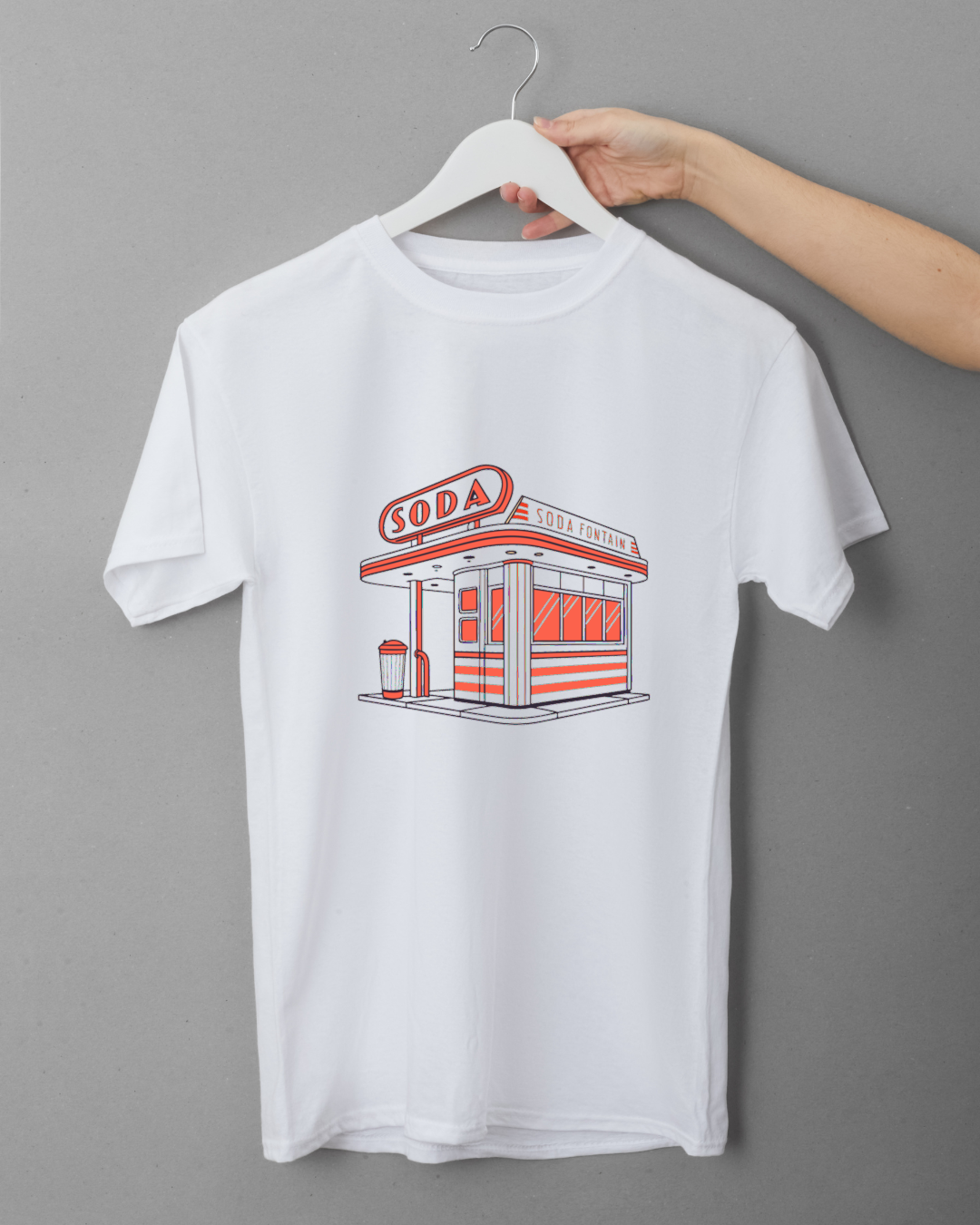 T-shirt avec illustration rétro de café sodas pour un look unique.