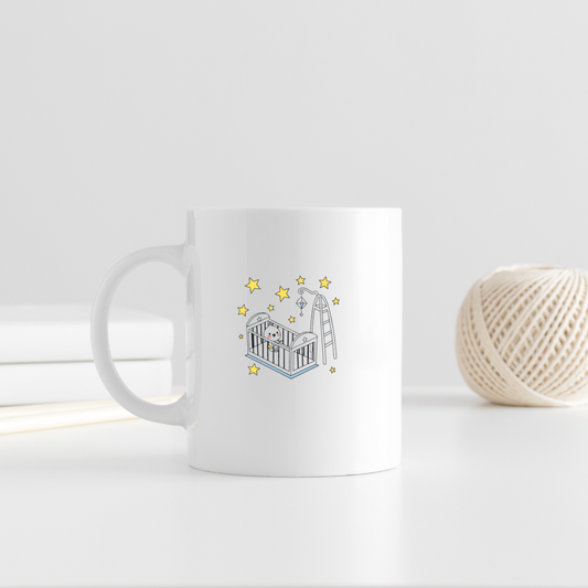 Mug avec design kawaii de berceau étoilé idéal pour déco.