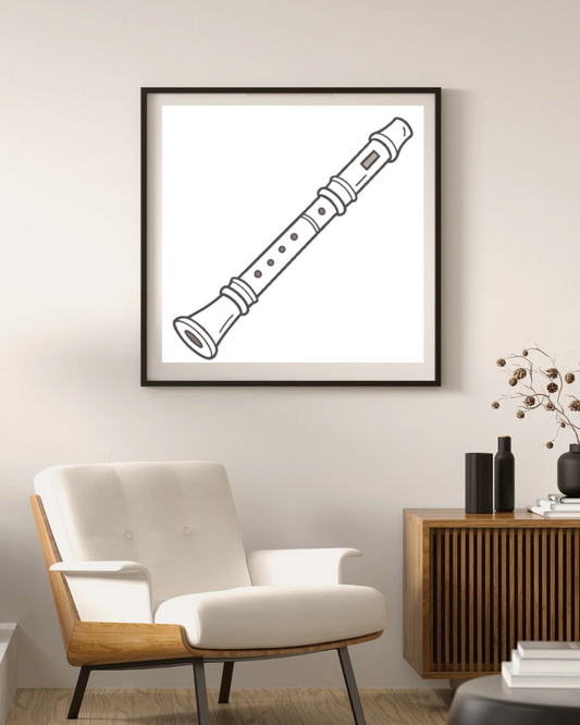 Cadre minimaliste avec une flûte douce en ambiance musicale