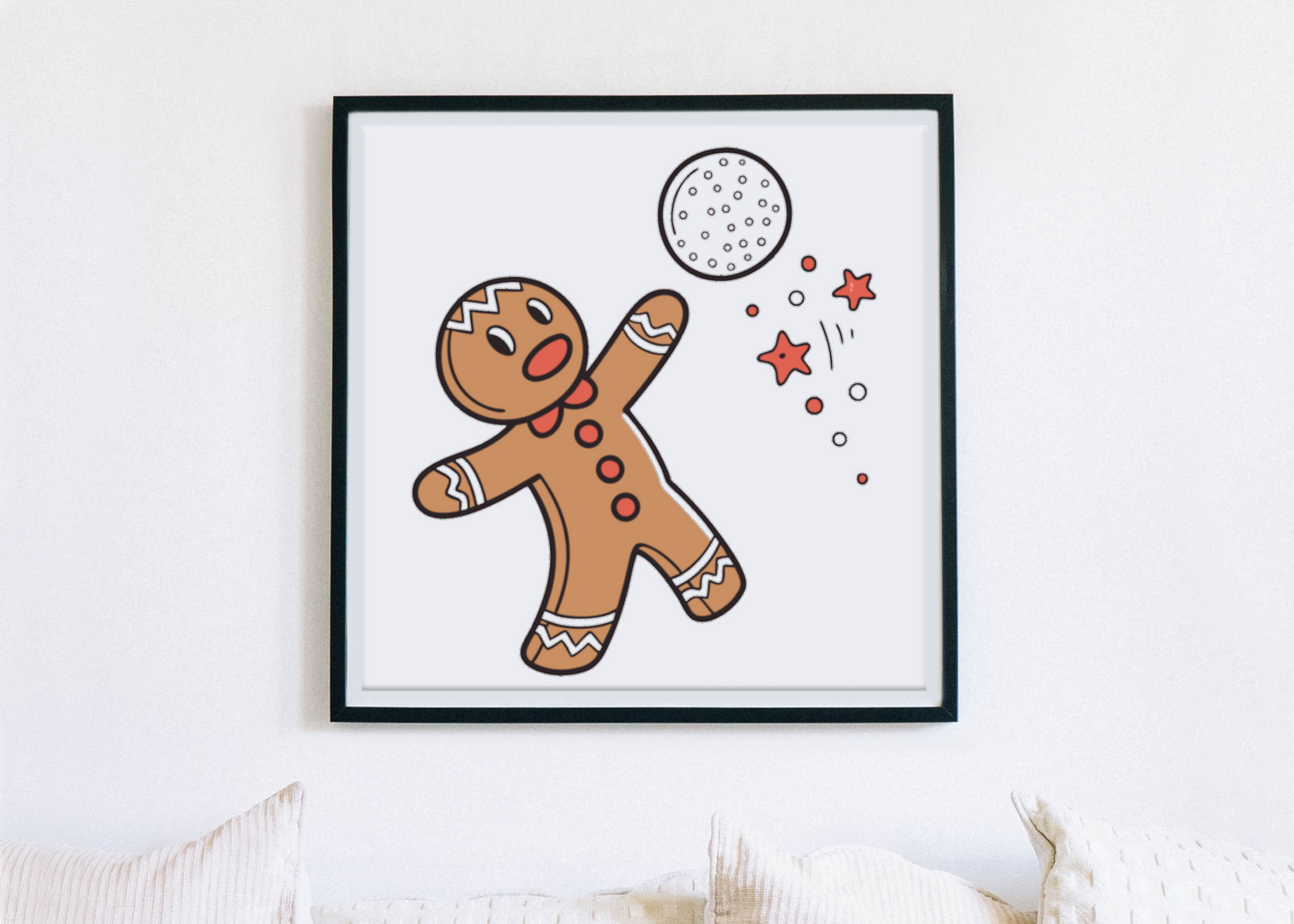 Cadre festif avec un bonheur en pain d'épices, parfait pour la déco de Noël