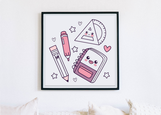 Cadre avec motif numérique doodle créatif coloré et fournitures joyeuses