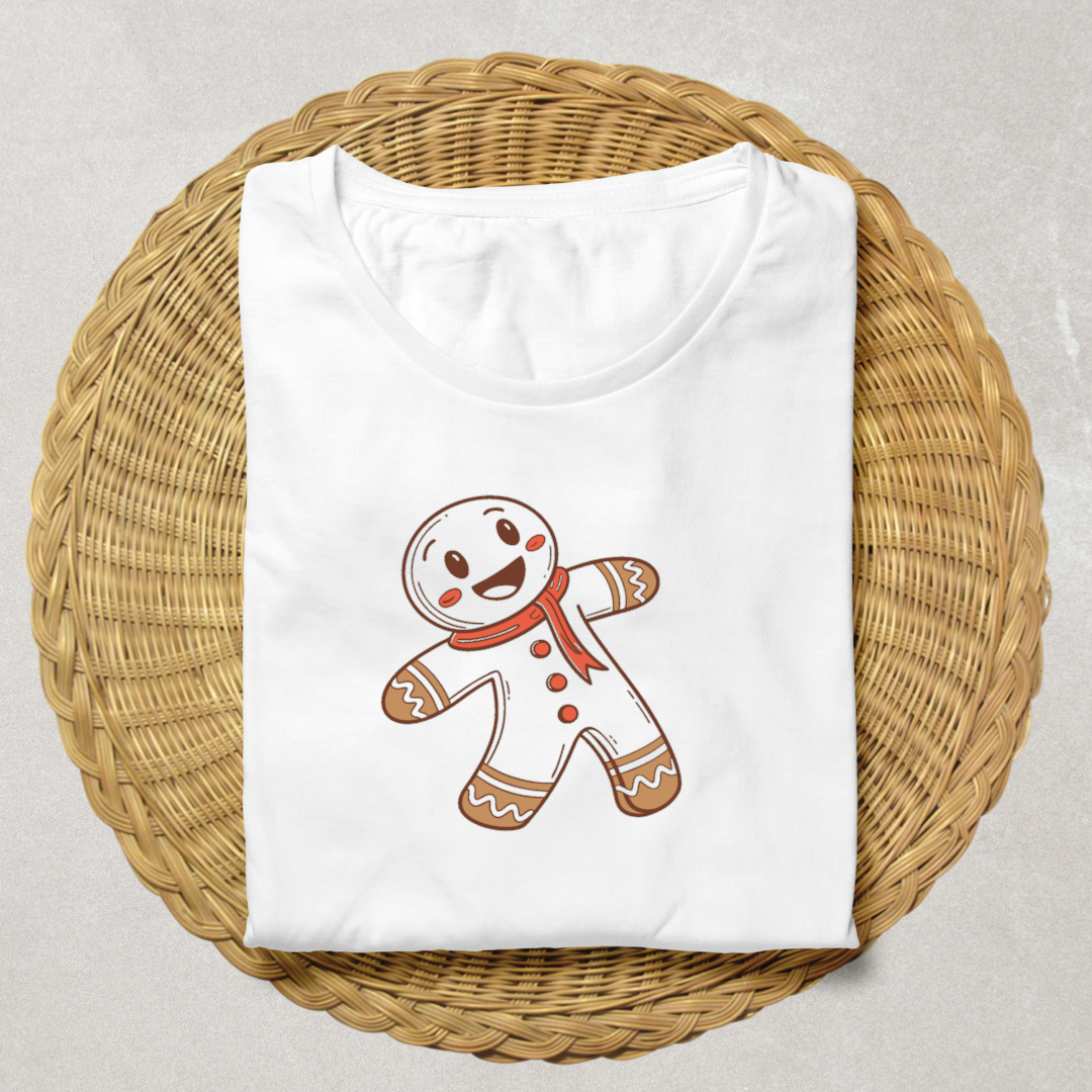 T-shirt joyeux avec bonhomme pain d'épices festif pour Noël
