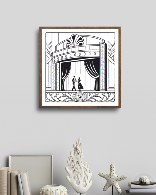 Cadre avec affiche de théâtre rétro, idéal pour une déco élégante