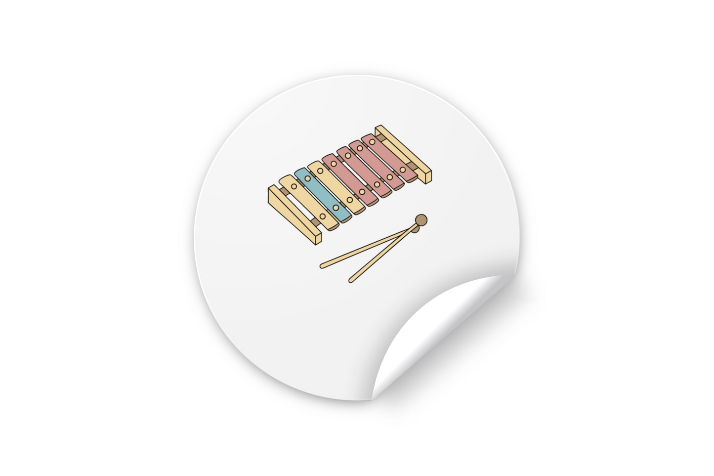 Sticker musical avec xylophone pastel multicolore en harmonie minimaliste