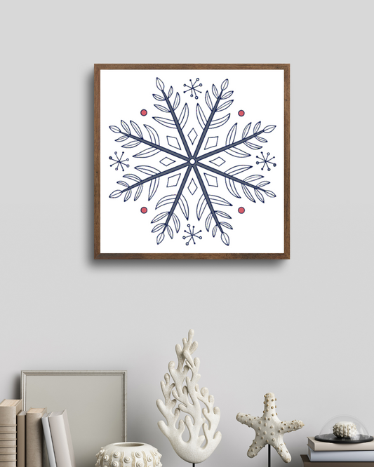 Cadre affichant un flocon festif délicatement dessiné pour une ambiance hivernale