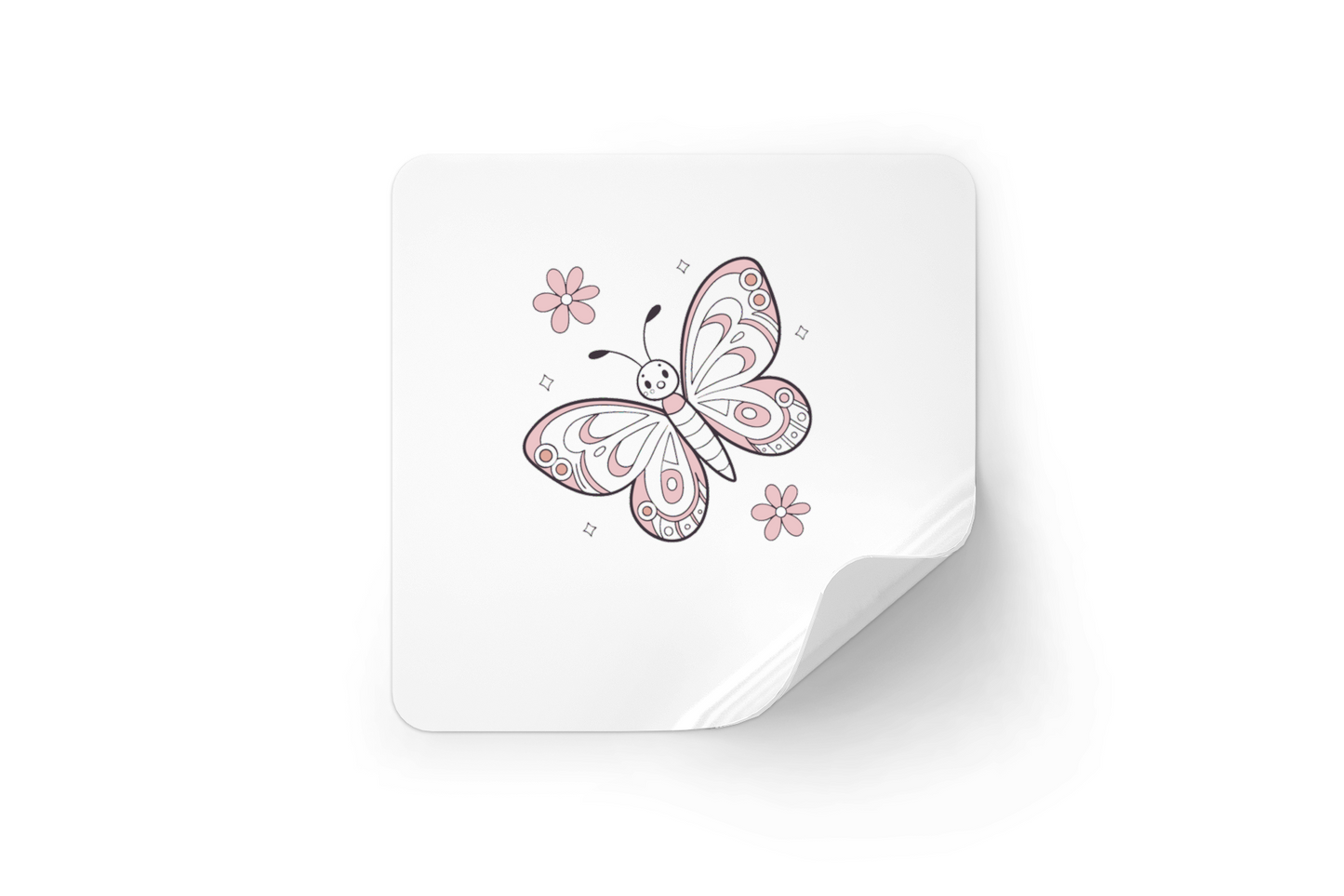 Sticker avec papillon pastel en vol, élégant et printemps, style vectoriel