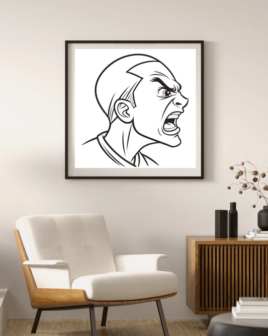 Cadre avec icône vectorielle expressive d’un homme criant en pleine émotion