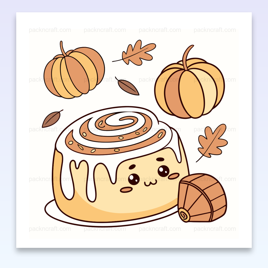 Illustration de cinnamon roll adorable avec thème automnal pour DIY.