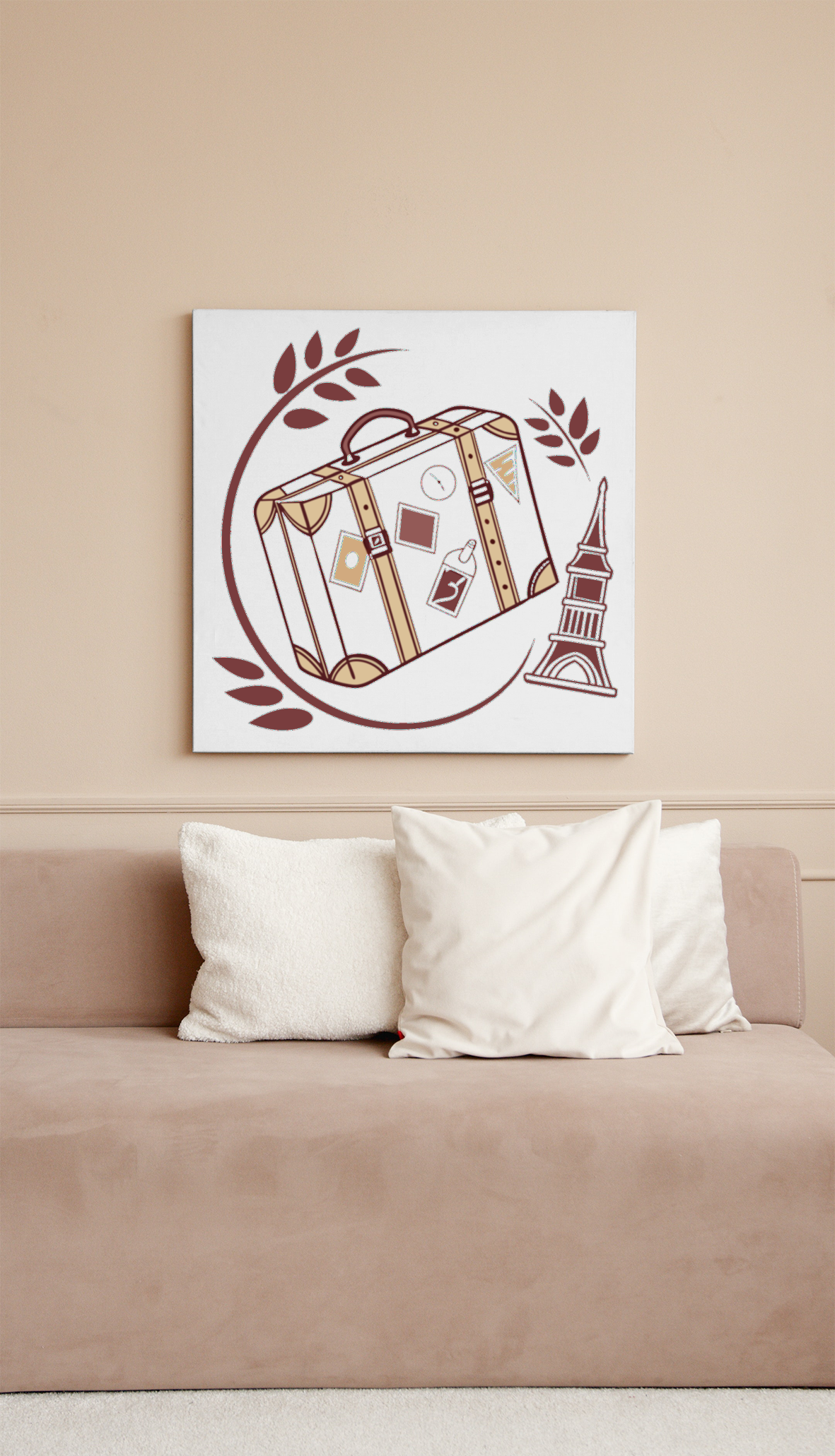 Cadre avec valise vintage vectorielle sur fond évoquant le voyage