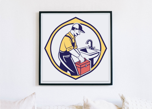 Plombier et boîte à outils | SVG Vintage | Réparations