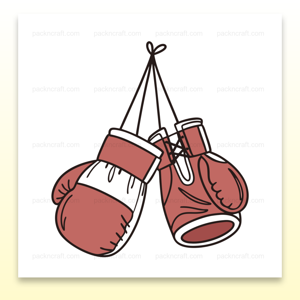 Illustration de gants de boxe stylisés en doodle, pour usage sportif et décoratif.