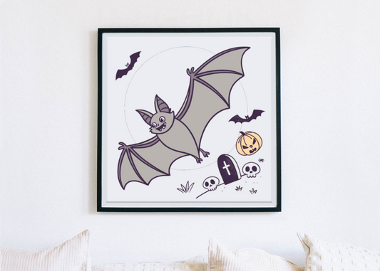Cadre vintage avec chauve-souris espiègle pour ambiance Nuit d'Halloween