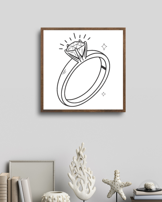 Cadre élégant mettant en scène une bague de fiançailles pour déco romantique