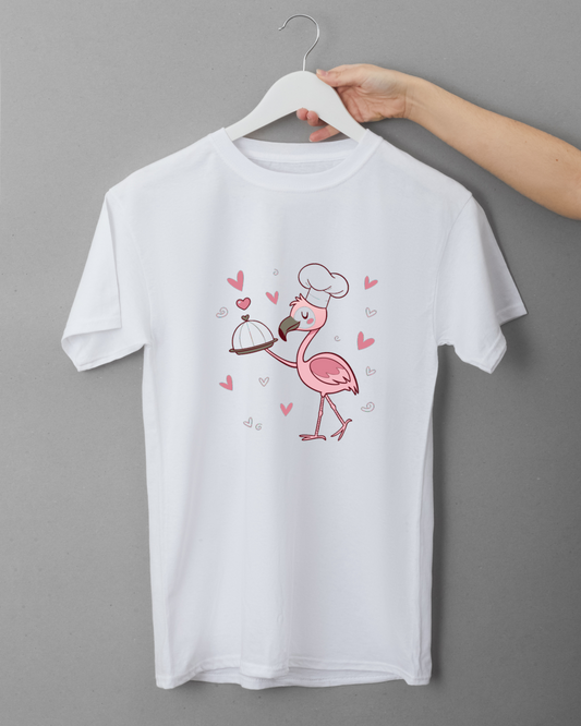 T-shirt avec un flamant cuisinier kawaii ajoutant une touche de gourmandise