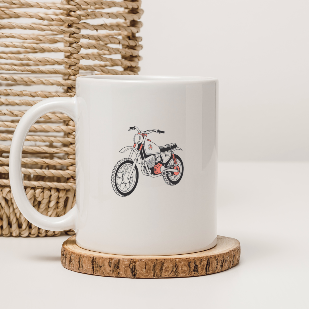 Montesa Cappra 1970s sur mug pour les passionnés de moto.
