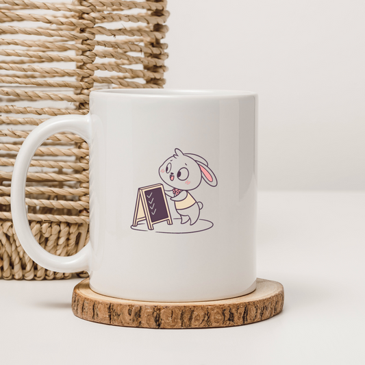 Mug avec lapin kawaii dans un style éducatif avec touche d'originalité charmante