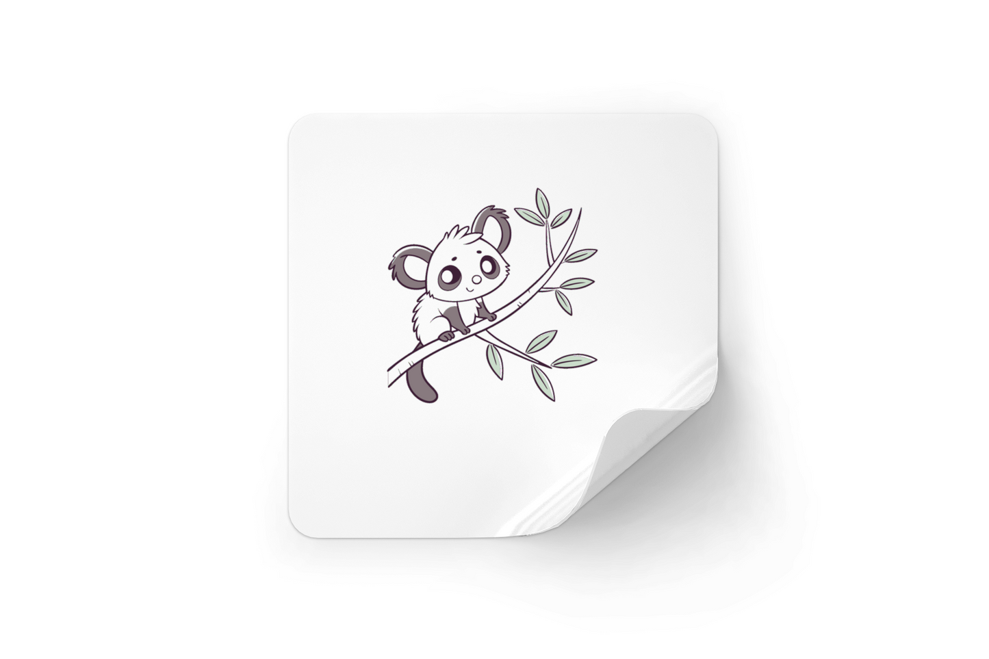 Sticker décoratif avec panda espiègle doodle assis sur une branche