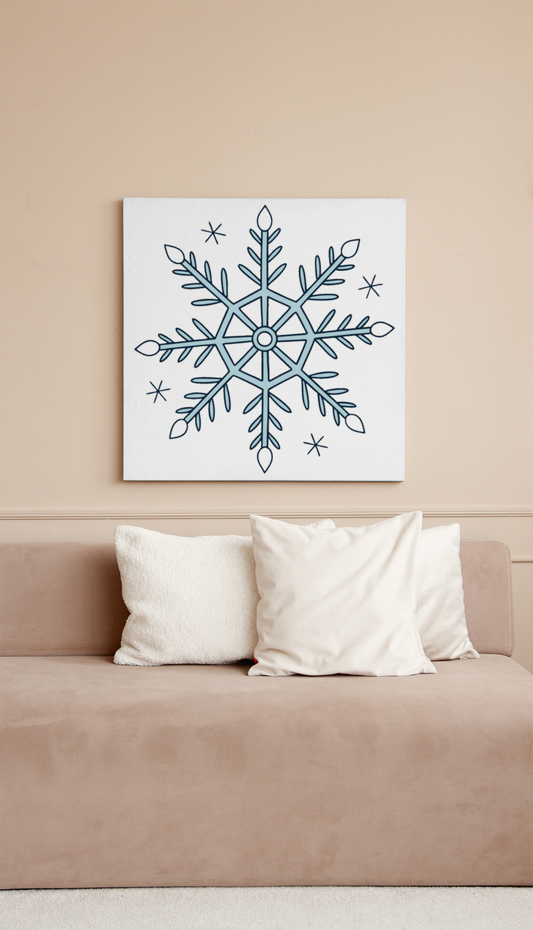 Cadre avec flocon style doodle hivernal décoration murale élégante