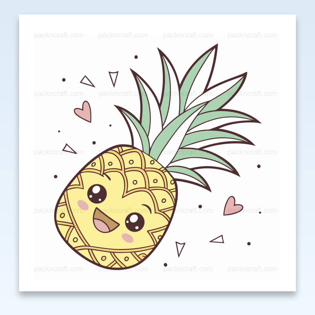 Ananas joyeux volant kawaii en SVG pastel, idéal pour le DIY.