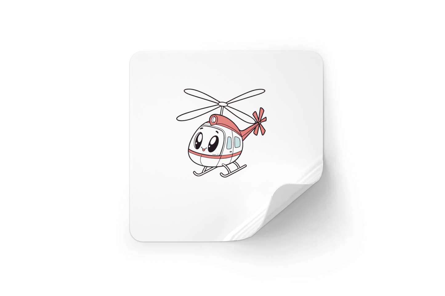 Sticker mignon avec hélicoptère joyeux avec esthétique kawaii et thème aérien