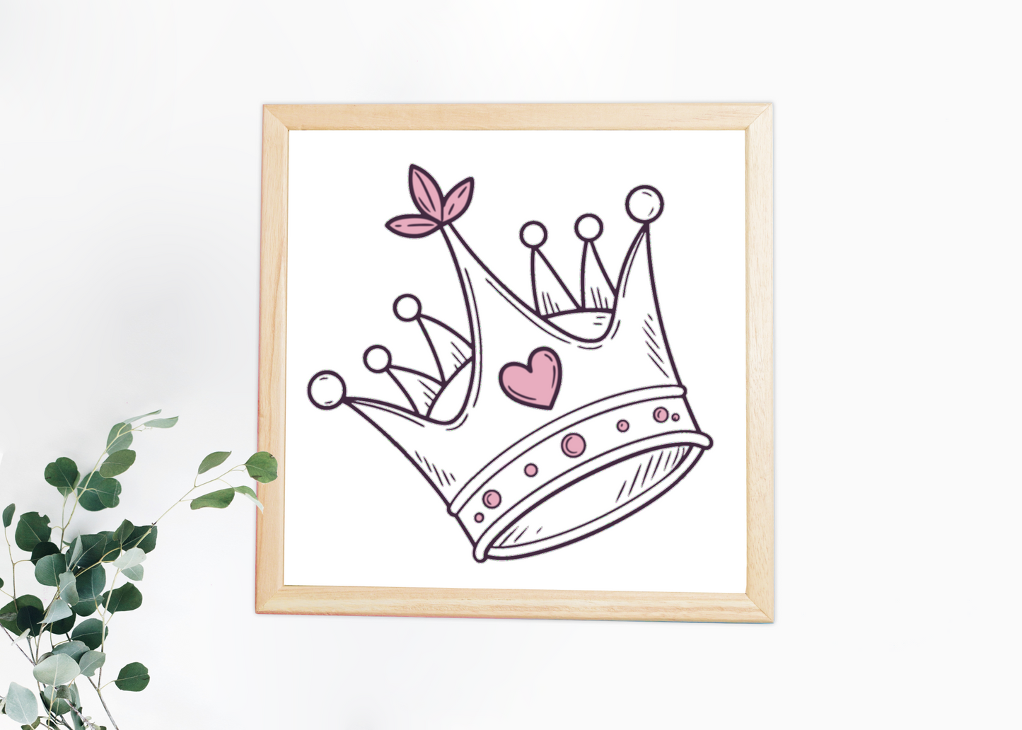 Affiche murale de couronne kawaii, pour déco vintage et charmante.